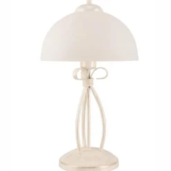 Lamkur Tischleuchte Weiß 43cm Metall rund Rustikal LIRLIN< Tischlampen|Rustikale Lampen