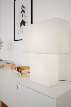 Wohnzimmerlampen|Schlafzimmer Lampen*By Rydéns Tischleuchte Weiß Papier Metall 40 cm hoch 2x E27