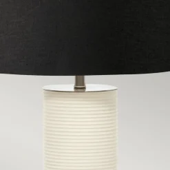 Stofflampen|Tischlampen*Elstead Tischleuchte Weiß Schwarz E27 65 cm Klassisch Wohnzimmer