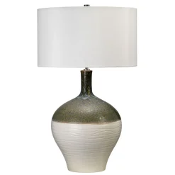 Elstead Tischleuchte Wohnzimmer Keramik Stoff 70,5cm hoch< Tischlampen|Schlafzimmer Lampen