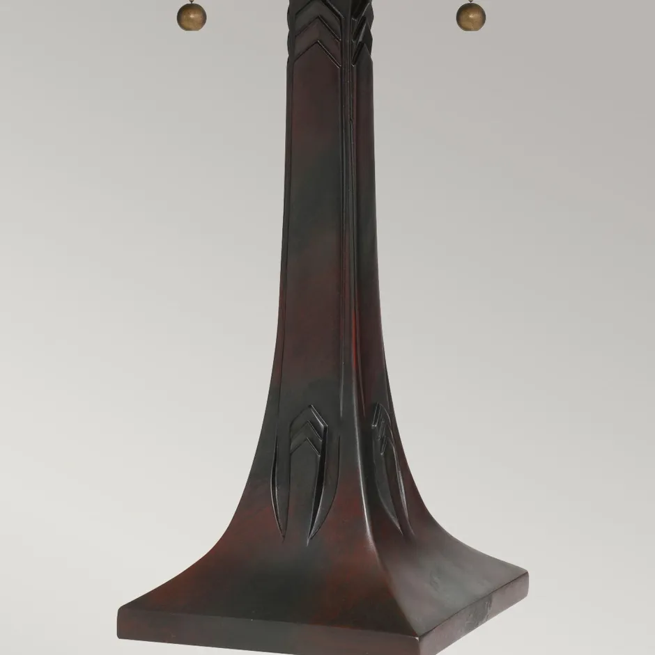 Elstead Tischleuchte Zugschalter 62,9 cm hoch Tiffany Stil 2x E27< Tischlampen|Rustikale Lampen