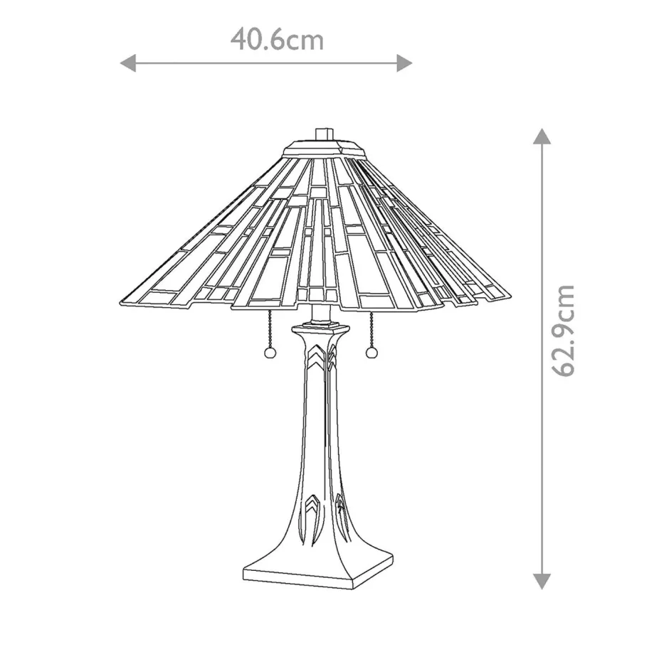 Elstead Tischleuchte Zugschalter 62,9 cm hoch Tiffany Stil 2x E27< Tischlampen|Rustikale Lampen