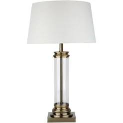 Schlafzimmer Lampen|Glaslampen*Searchlight Touch Tischlampe Messing Antik