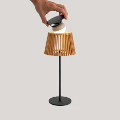 Newgarden Tragbare LED Tischleuchte Solar Holz Metall 36 cm IP54 2700K< Metall Lampen|Solarleuchten