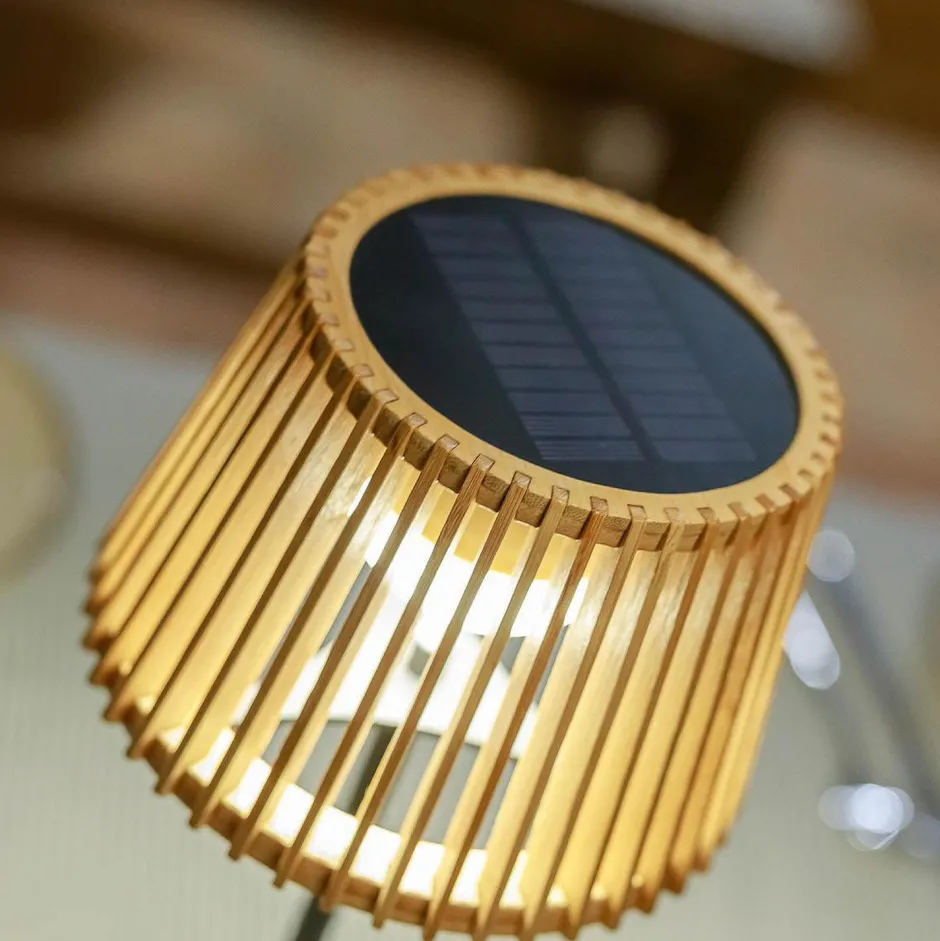 Newgarden Tragbare LED Tischleuchte Solar Holz Metall 36 cm IP54 2700K< Metall Lampen|Solarleuchten