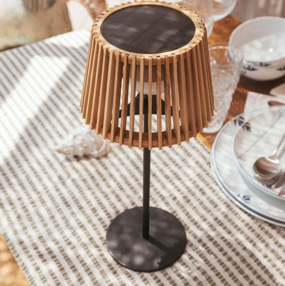 Newgarden Tragbare LED Tischleuchte Solar Holz Metall 36 cm IP54 2700K< Metall Lampen|Solarleuchten