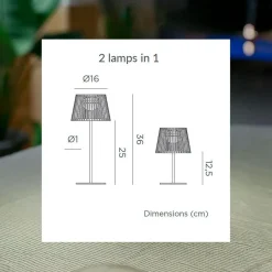 Newgarden Tragbare LED Tischleuchte Solar Holz Metall 36 cm IP54 2700K< Metall Lampen|Solarleuchten