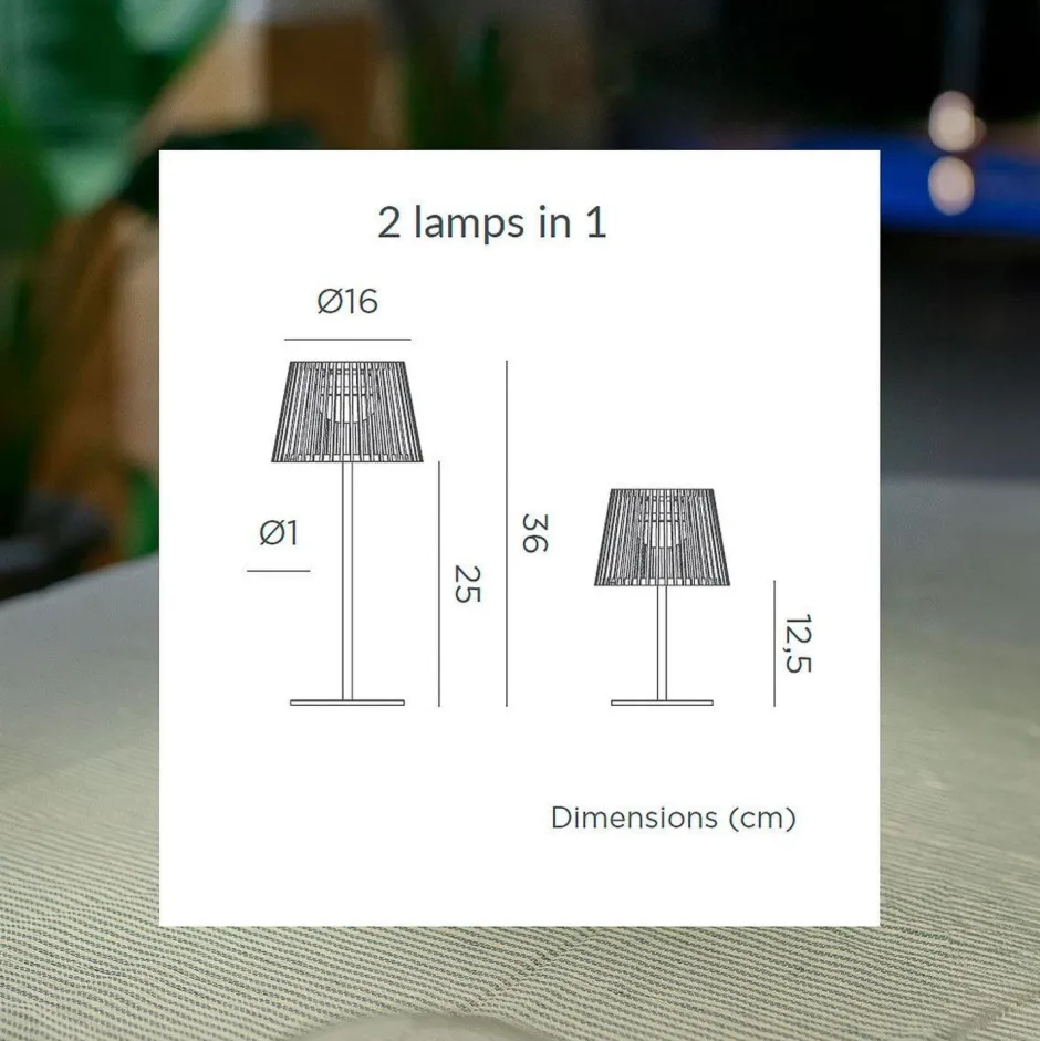 Newgarden Tragbare LED Tischleuchte Solar Holz Metall 36 cm IP54 2700K< Metall Lampen|Solarleuchten