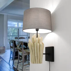 Suna Living Treibholz Wandleuchte Stoffschirm Handarbeit Wohnzimmer< Wandleuchten|Flurlampen
