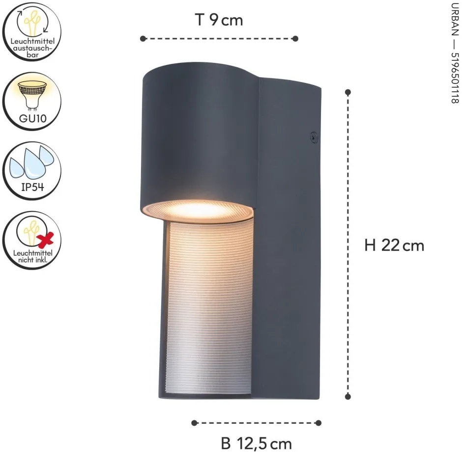 Eco-Light Up Down Außenleuchte Aluminium H:22 cm IP54 GU10 Wand< Metall Lampen|Fassadenstrahler