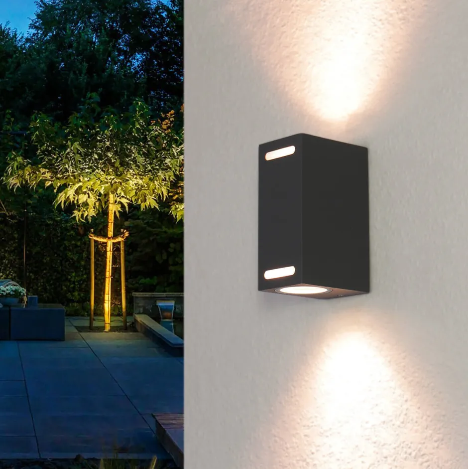 Moderne Lampen|Fassadenstrahler*Easylight Up Down Wandlampe AALBORG Aluminium eckig IP44 Haus