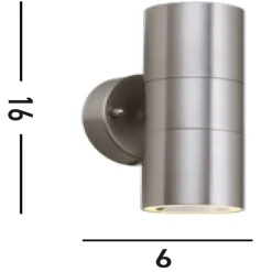 Searchlight Up Down Wandlampe Außen Stahl IP44 GU10 H:16 cm 2-flmg< Metall Lampen|Fassadenstrahler