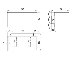 Wandleuchten|Flurlampen*Sollux Up Down Wandlampe GEO Schwarz B:20cm 2x G9 Flur