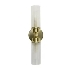 Glaslampen|Metall Lampen*Searchlight Up Down Wandlampe in Messing Metall Glas IP44 H:37 cm