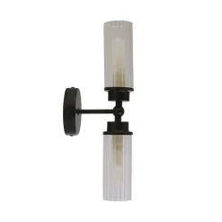 Metall Lampen|Glaslampen*Searchlight Up Down Wandleuchte Schwarz Metall Glas G9 IP44 H:37 cm