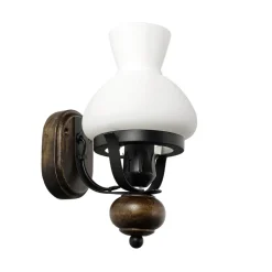 Easylight Urige Wandlampe Holz Glas E27 Landhaus Stil< Wohnzimmerlampen|Glaslampen