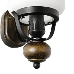 Easylight Urige Wandlampe Holz Glas E27 Landhaus Stil< Wohnzimmerlampen|Glaslampen