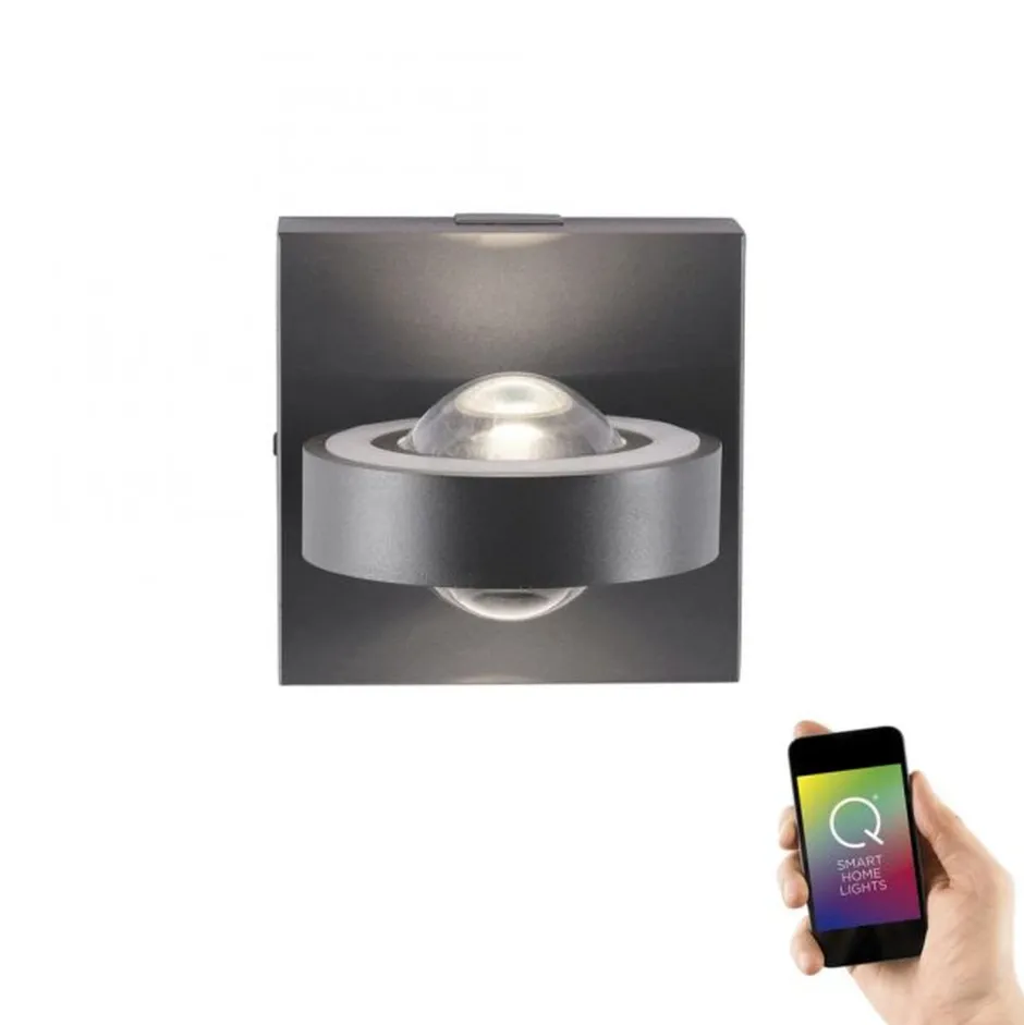 Flurlampen|Wandleuchten*Paul Neuhaus Verstellbare LED Wandspot Anthrazit RGB dimmbar T:16 cm