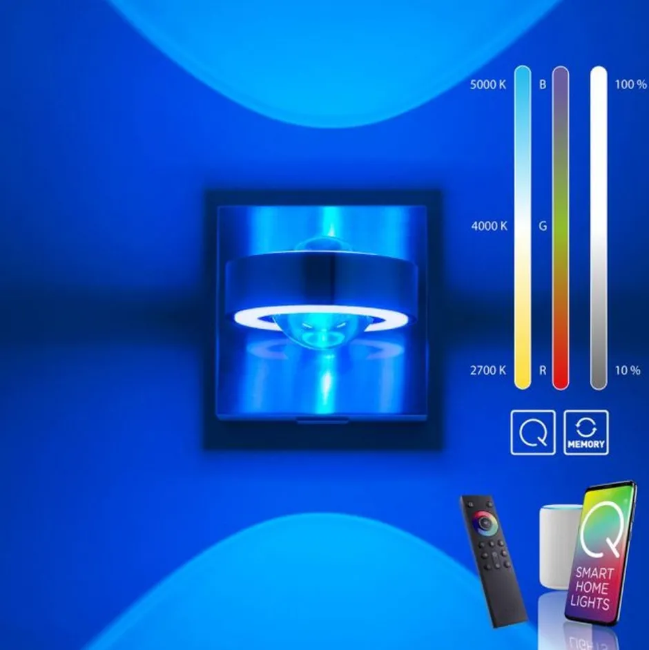 Wandleuchten|Flurlampen*Paul Neuhaus Verstellbare LED Wandspot in Stahl RGB dimmbar T:16 cm