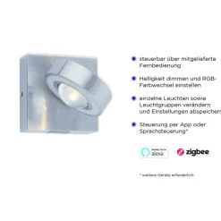 Wandleuchten|Flurlampen*Paul Neuhaus Verstellbare LED Wandspot in Stahl RGB dimmbar T:16 cm