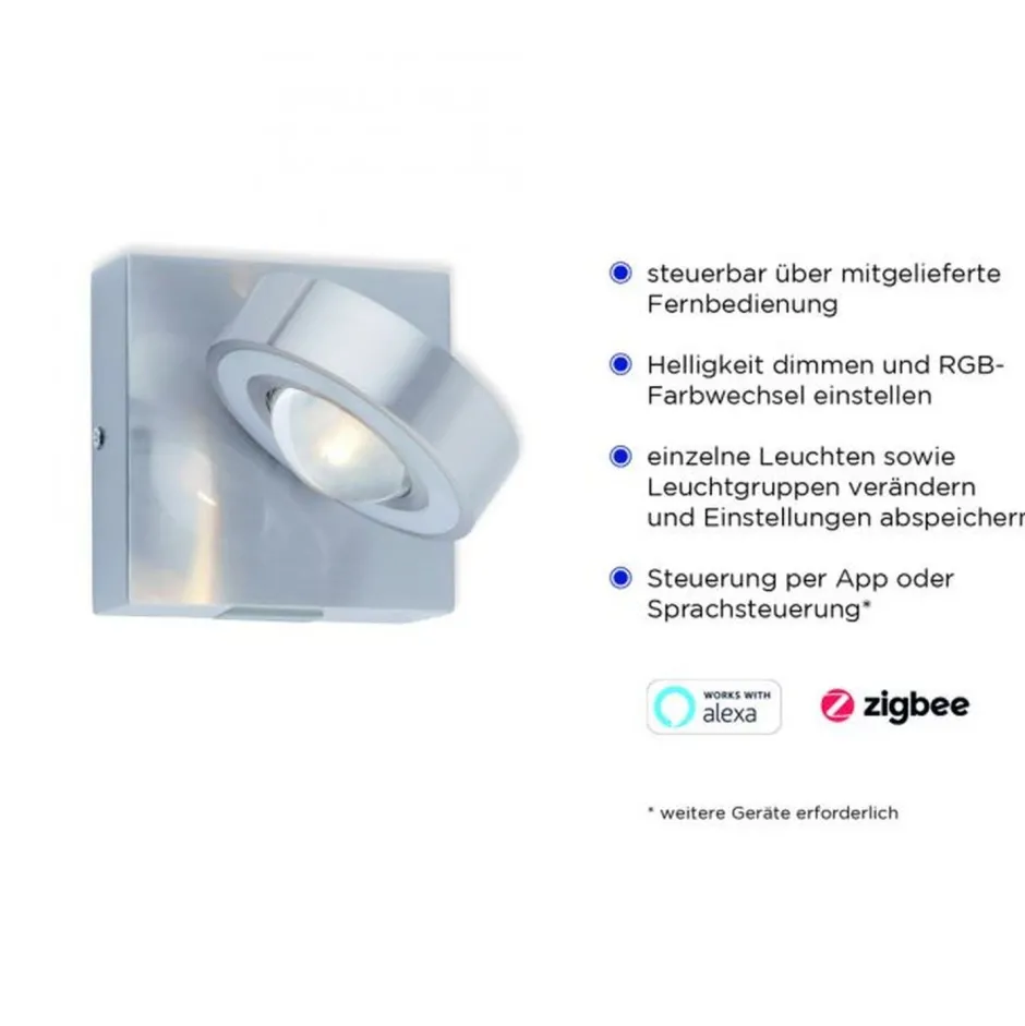 Wandleuchten|Flurlampen*Paul Neuhaus Verstellbare LED Wandspot in Stahl RGB dimmbar T:16 cm