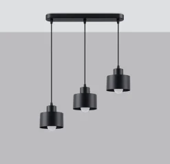 Sollux Verstellbare Pendelleuchte Schwarz Metall 3-flammig E27< Wohnzimmerlampen|Esszimmer Lampen