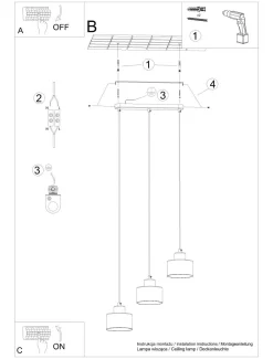 Sollux Verstellbare Pendelleuchte Schwarz Metall 3-flammig E27< Wohnzimmerlampen|Esszimmer Lampen