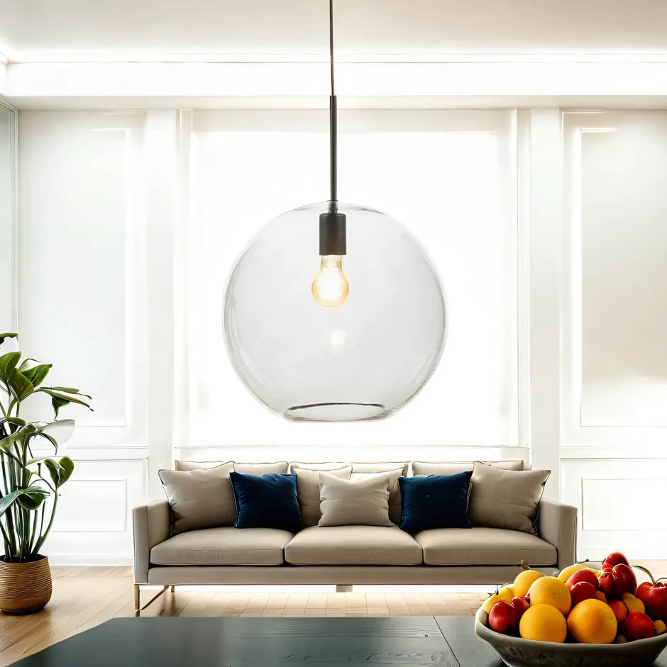 Hängelampen|Esszimmer Lampen*Easylight Verstellbare Pendelleuchte Glas Ø 36 cm E27 DARON