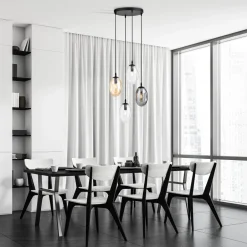 Hängelampen|Bürolampen*Emibig Verstellbare Pendelleuchte CARLU Glas 4-flammig E14