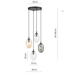 Hängelampen|Bürolampen*Emibig Verstellbare Pendelleuchte CARLU Glas 4-flammig E14
