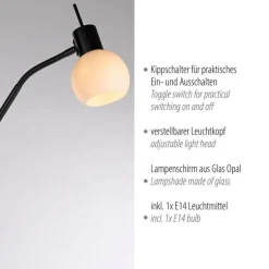 Wohnzimmerlampen|Metall Lampen*Just Light Verstellbare Stehleuchte Glasschirm blendarm inkl E14