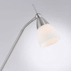 Wohnzimmerlampen|Metall Lampen*Paul Neuhaus Verstellbare Stehleuchte in Silber Dimmer Glas 163 cm