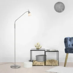 Wohnzimmerlampen|Metall Lampen*Paul Neuhaus Verstellbare Stehleuchte in Silber Dimmer Glas 163 cm