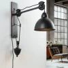 Holzlampen|Industrie Lampen*Easylight Verstellbare Wandlampe Industrie Design Holz Metall