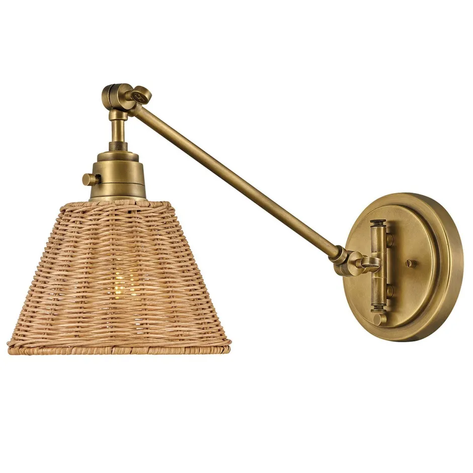 Wandleuchten|Wohnzimmerlampen*Elstead Verstellbare Wandleuchte Rattan Metall E27 Gelenkarm