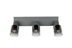 Flurlampen|Bürolampen*Trio Reality Verstellbarer Deckenspot Rauchglas Metall E14 3-flammig