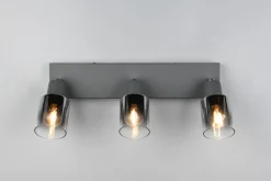 Flurlampen|Bürolampen*Trio Reality Verstellbarer Deckenspot Rauchglas Metall E14 3-flammig