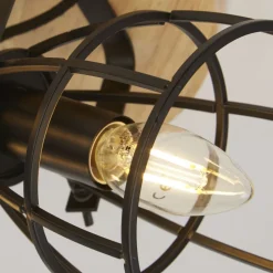 Bürolampen|Wohnzimmerlampen*Searchlight Verstellbarer Deckenspot Holz Metall Ø38 cm 3-flammig