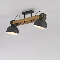 Just Light Verstellbarer Deckenstrahler Holz Metall E27 L:72 cm< Flurlampen|Bürolampen