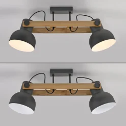 Just Light Verstellbarer Deckenstrahler Holz Metall E27 L:72 cm< Flurlampen|Bürolampen