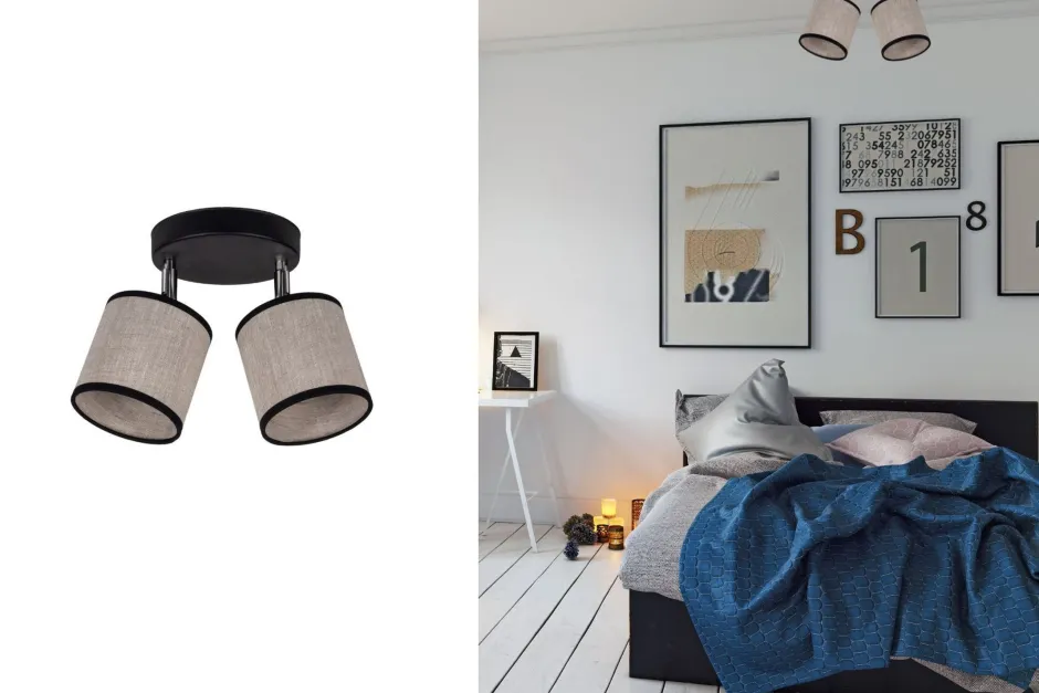 Flurlampen|Bürolampen*Belis Verstellbarer Deckenstrahler blendarm Stoff E14 2-flmg