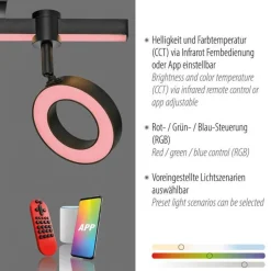 Flurlampen|Bürolampen*Just Light Verstellbarer LED Deckenspot Schwarz RGB Licht dimmbar