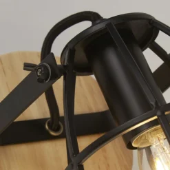 Bürolampen|Wohnzimmerlampen*Searchlight Verstellbarer Wandstrahler Holz Metall E14 Drahtschirm