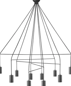 Vintage Lampen|Wohnzimmerlampen*Nowodvorski Verstrebte Hängeleuchte IMBRIA in Schwarz Ø120cm 10-flmg