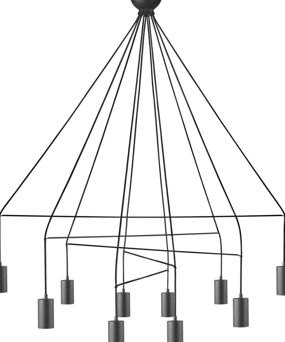 Vintage Lampen|Wohnzimmerlampen*Nowodvorski Verstrebte Hängeleuchte IMBRIA in Schwarz Ø120cm 10-flmg