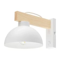Wandleuchten|Schlafzimmer Lampen*TK Lighting Vielseitige Wandleuchte mit Schalter Weiß Metall Holz