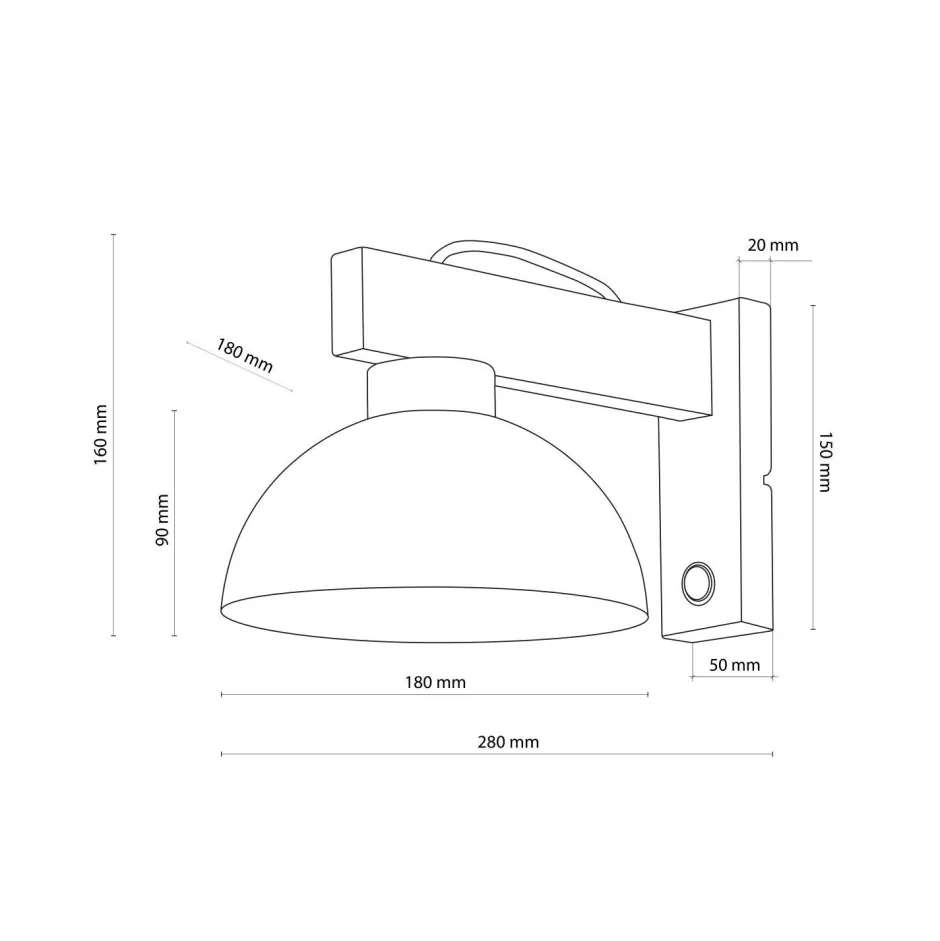 Wandleuchten|Schlafzimmer Lampen*TK Lighting Vielseitige Wandleuchte mit Schalter Weiß Metall Holz