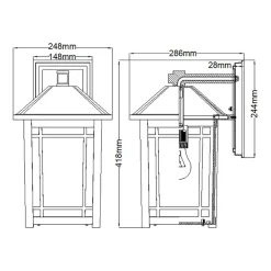 Elstead Vintage Außenlampe Wand E27 IP44 H: 41,8 cm Schwarz< Außenleuchten Antik|Außenwandleuchten