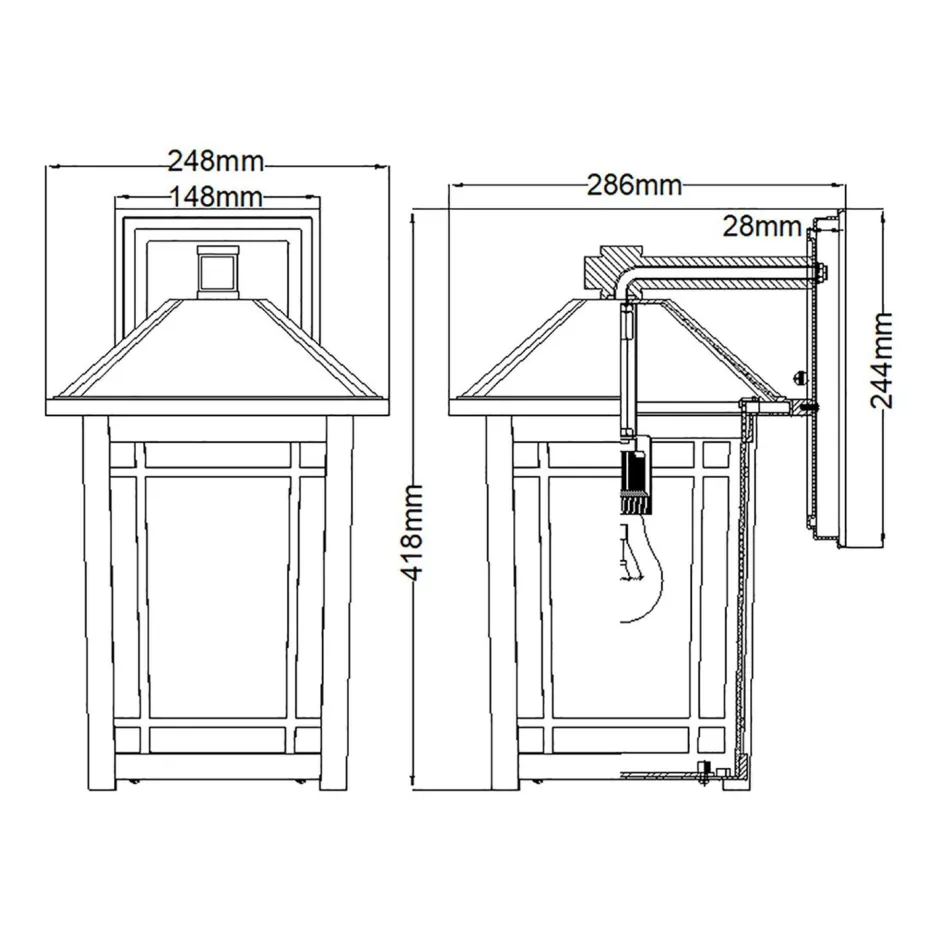 Elstead Vintage Außenlampe Wand E27 IP44 H: 41,8 cm Schwarz< Außenleuchten Antik|Außenwandleuchten
