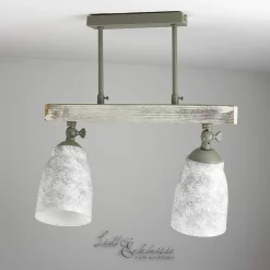 Wohnzimmerlampen|Holzlampen*Luminex Vintage Deckenlampe drehbar Shabby Weiß Taupe AGAP